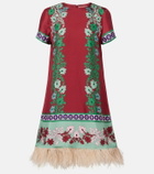 La DoubleJ Swing feather-trimmed silk minidress