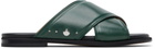 Maison Margiela Green Tabi Numbers Crossed Sandals