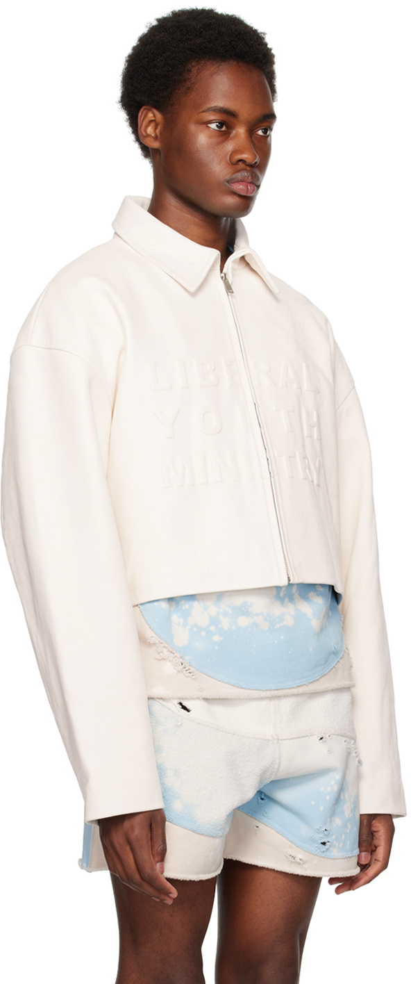 Liberal Youth Ministry White Embossed Leather Jacket Liberal Youth Ministry