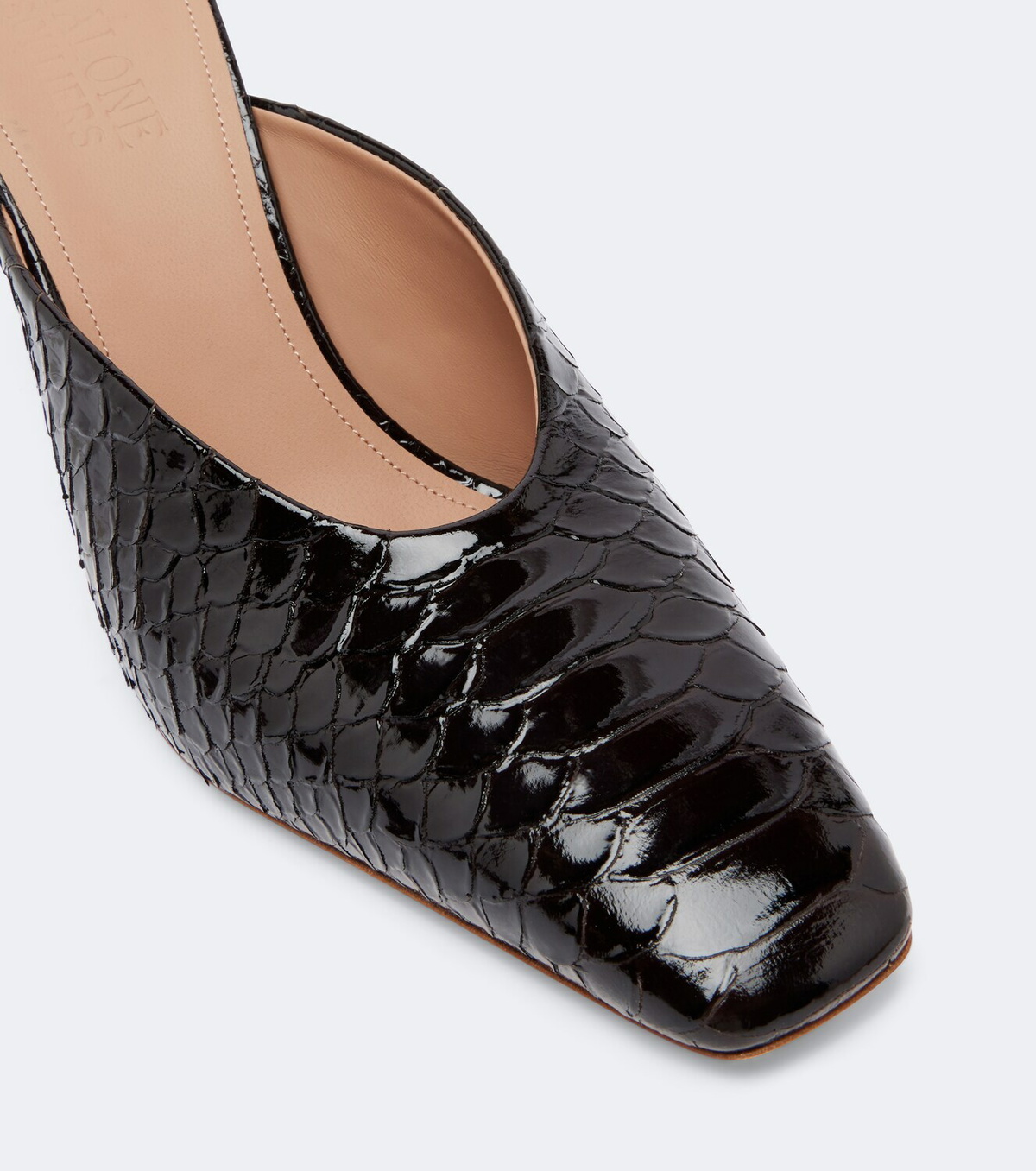 Malone Souliers Rowe croc-effect patent leather mules