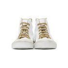 Saint Laurent White and Gold Used-Leather Bedford Sneakers