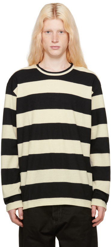 Photo: Junya Watanabe Black & Off-White Striped Long Sleeve T-Shirt