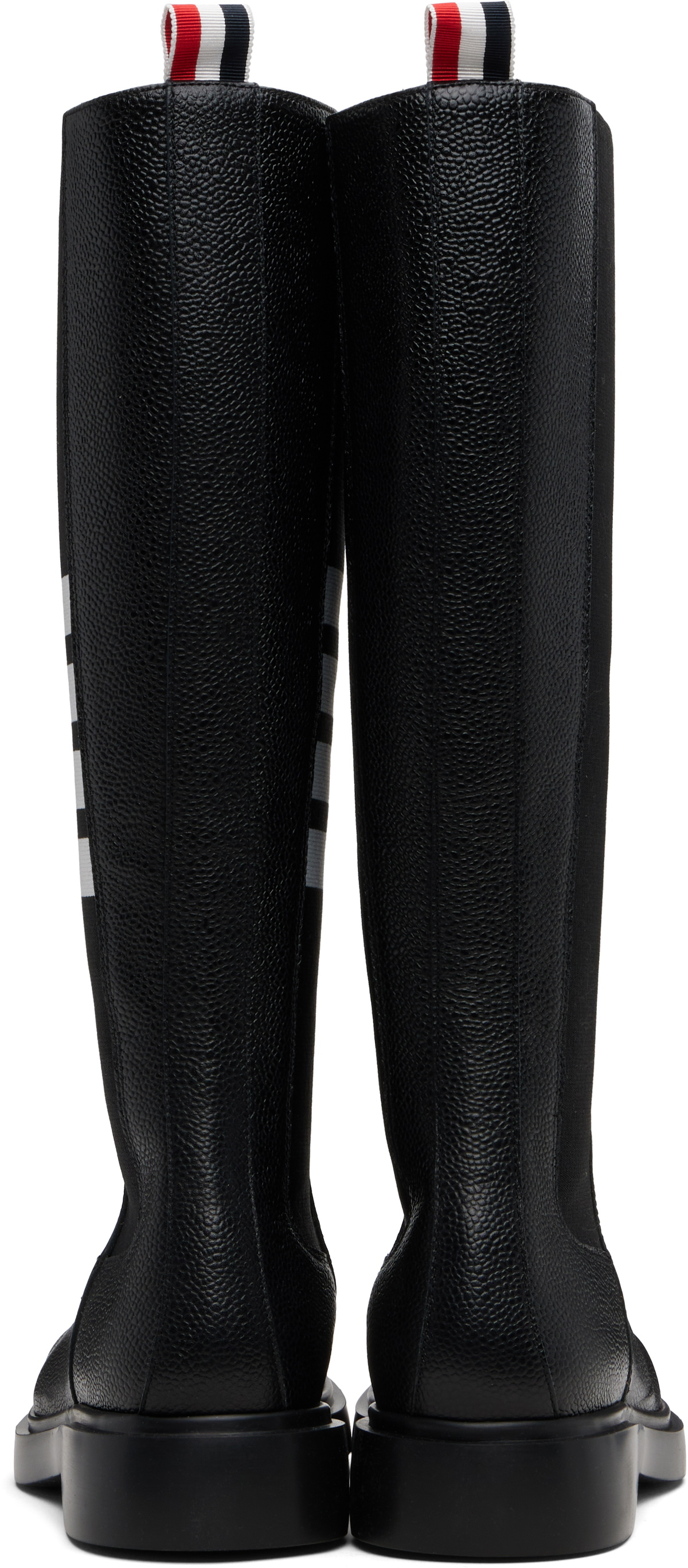 Thom Browne Black Pebble Grain 4-Bar Knee High Chelsea Boots