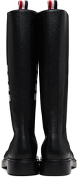 Thom Browne Black Pebble Grain 4-Bar Knee High Chelsea Boots