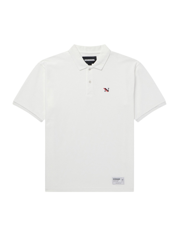 Photo: Neighborhood - Logo-Appliquéd Embroidered Cotton-Piqué Polo Shirt - White
