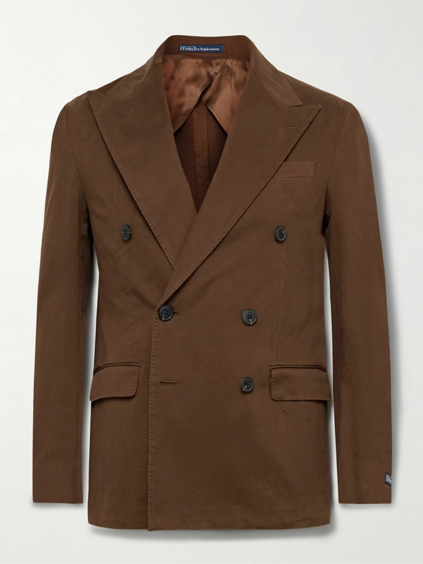 Photo: Polo Ralph Lauren - Double-Breasted Cotton-Blend Twill Suit Jacket - Brown