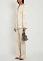 Ganni Floral-jacquard Satin Trousers White