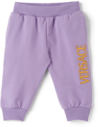 Versace Baby Purple Embroidered Logo Lounge Pants