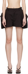 sacai Brown Chalk Stripe Shorts