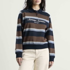 Samsøe Samsøe Women's Sadory Long Sleeve Polo in Brown Blue Stripe
