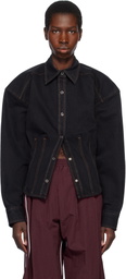 Pushbutton Black Bustier Denim Shirt