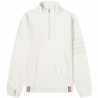 Thom Browne Men's Tonal 4 Bar Half Zip Sweat in Natural White