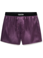 TOM FORD - Velvet-Trimmed Stretch-Silk Satin Boxer Briefs - Purple