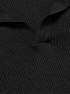 James Perse - Ribbed Linen-Blend Polo Shirt - Black