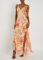 Never Fully Dressed Floral Sofia Satin Maxi Dress Cream