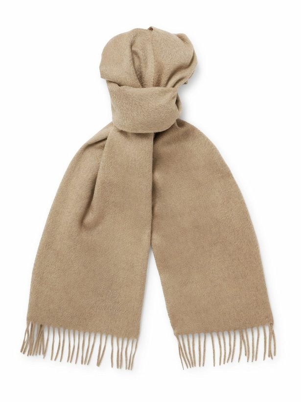 Photo: Loro Piana - Logo-Embroidered Fringed Cashmere Scarf