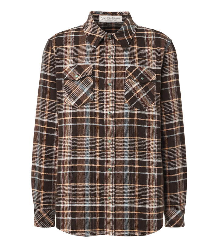Photo: God's True Cashmere Wilderness plaid cashmere shirt with emeralds