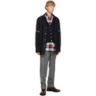 Thom Browne Navy Snap Front Shirt Jacket