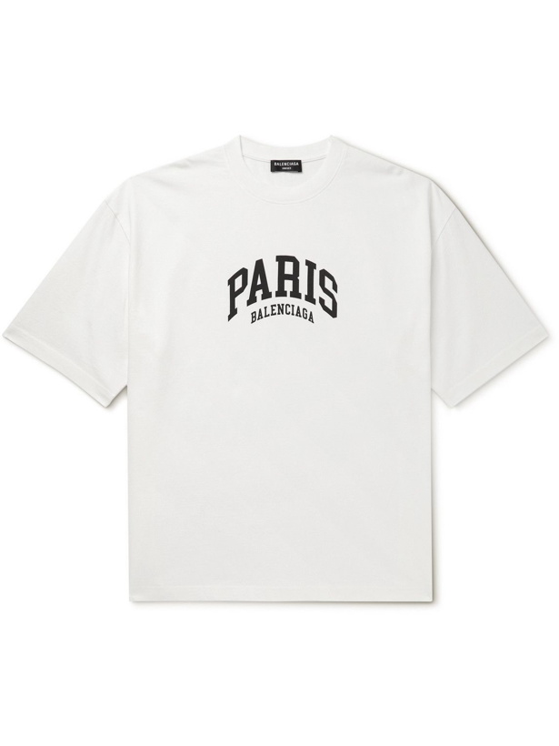 Photo: Balenciaga - Printed Cotton-Jersey T-Shirt - White