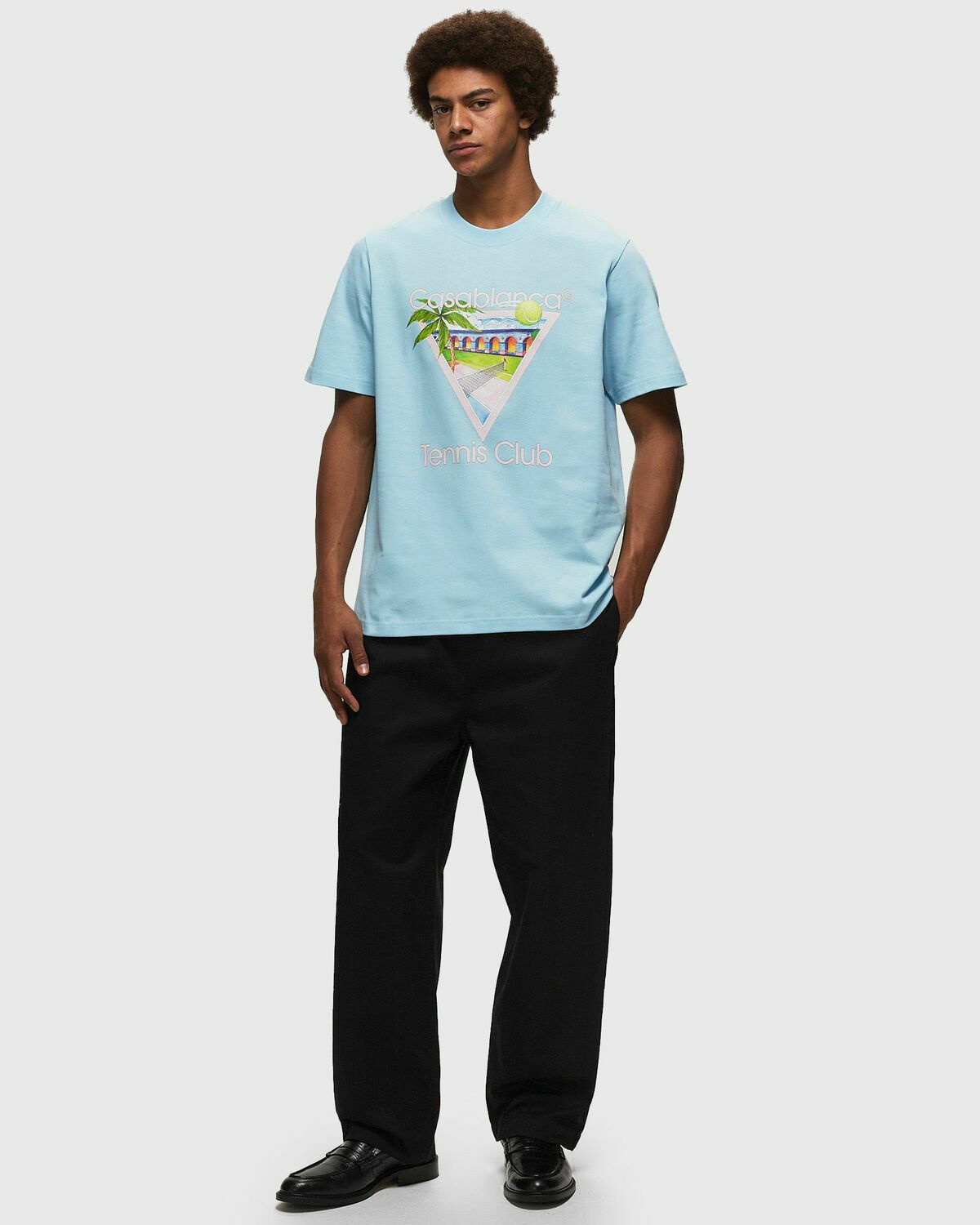【関税込み】Casablanca ブルー Tennis Club Icon Tシャツ Tennis Club Icon T-Shirt | Casablanca Paris