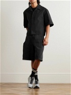 Amomento - Half Convertible-Collar Cropped Woven Shirt - Black