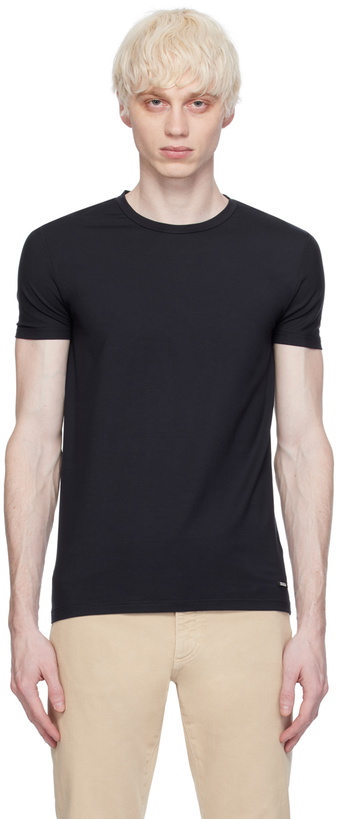 Photo: ZEGNA Navy Round Neck T-Shirt