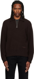 WOOYOUNGMI Brown Ribbed Wool Polo