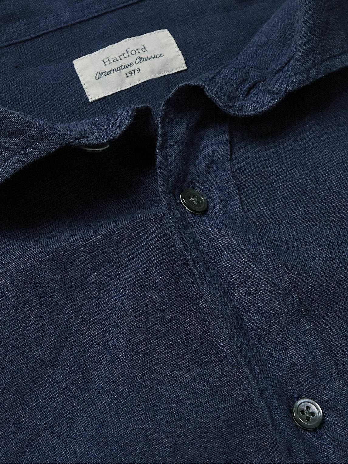 Hartford - Paul Pat Linen Shirt - Blue Hartford