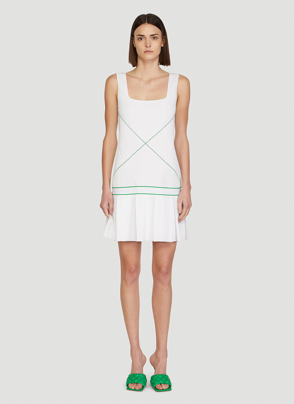 Tennis Knit Mini Dress in White Bottega Veneta