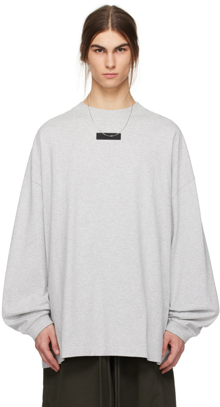 Photo: Fear of God ESSENTIALS Gray Patch Long Sleeve T-Shirt