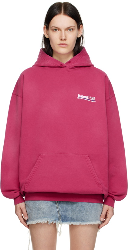 Photo: Balenciaga Pink Embroidered Hoodie