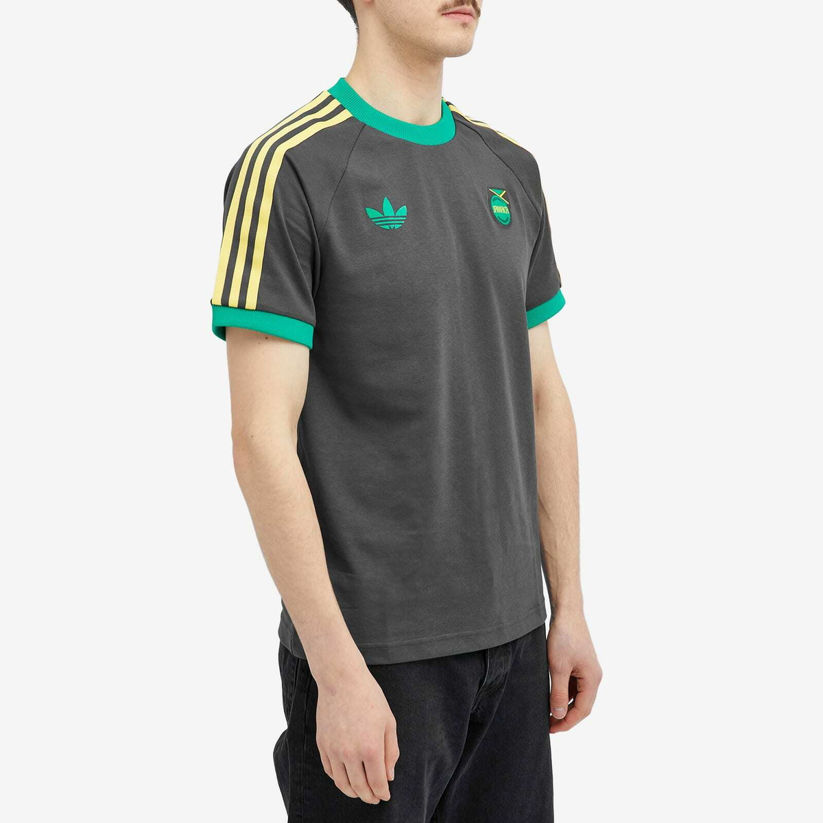 Adidas Men's Jamaica JFF 3 Stripe T-Shirt in Utility Black adidas