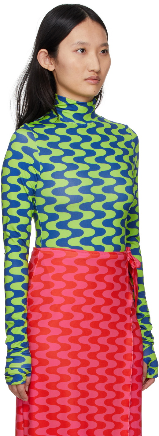 FENSI SSENSE Exclusive Green & Blue Waves Bodysuit