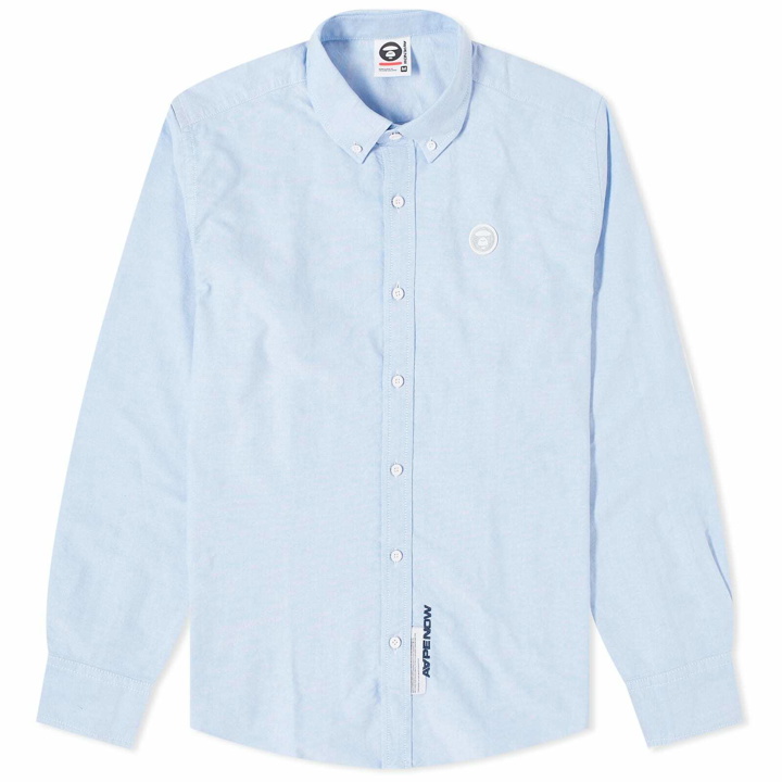 Photo: Men's AAPE Now Camo Silicon Badge Oxford Shirt in Blue
