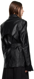 Kijun Black Belted Faux-Leather Blazer