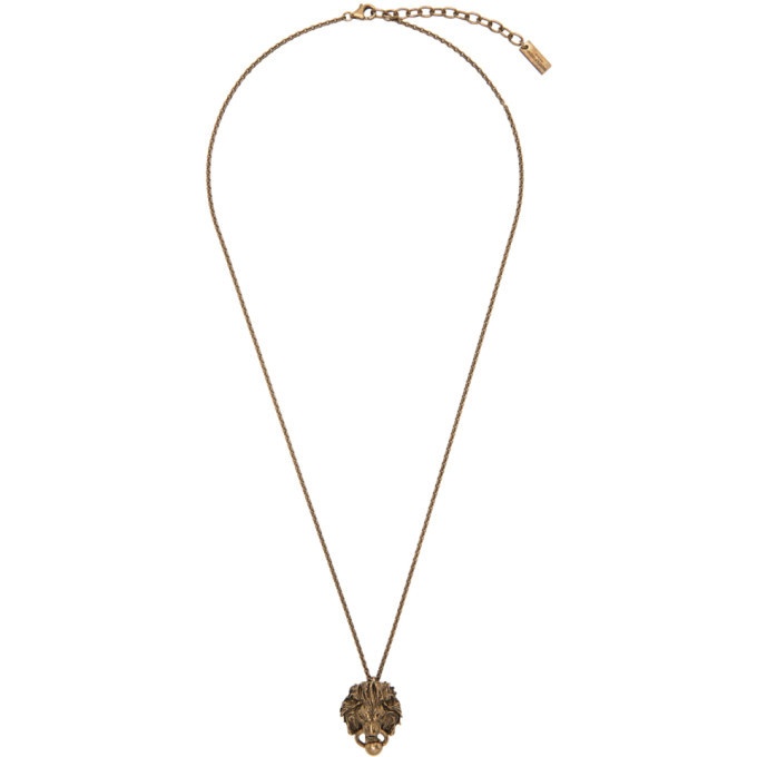 Photo: Saint Laurent Gold Lion Head Pendant Necklace