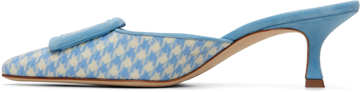 Manolo Blahnik Blue & White Maysalebi Heels