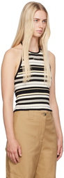 GANNI Black & Off-White Halter Tank Top