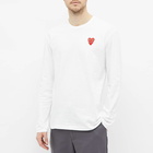 Comme des Garçons Play Men's Long Sleeve Overlapping Heart T-Shirt in White/Red