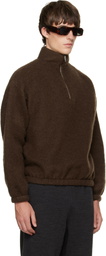 Jil Sander Brown Quarter-Zip Sweater