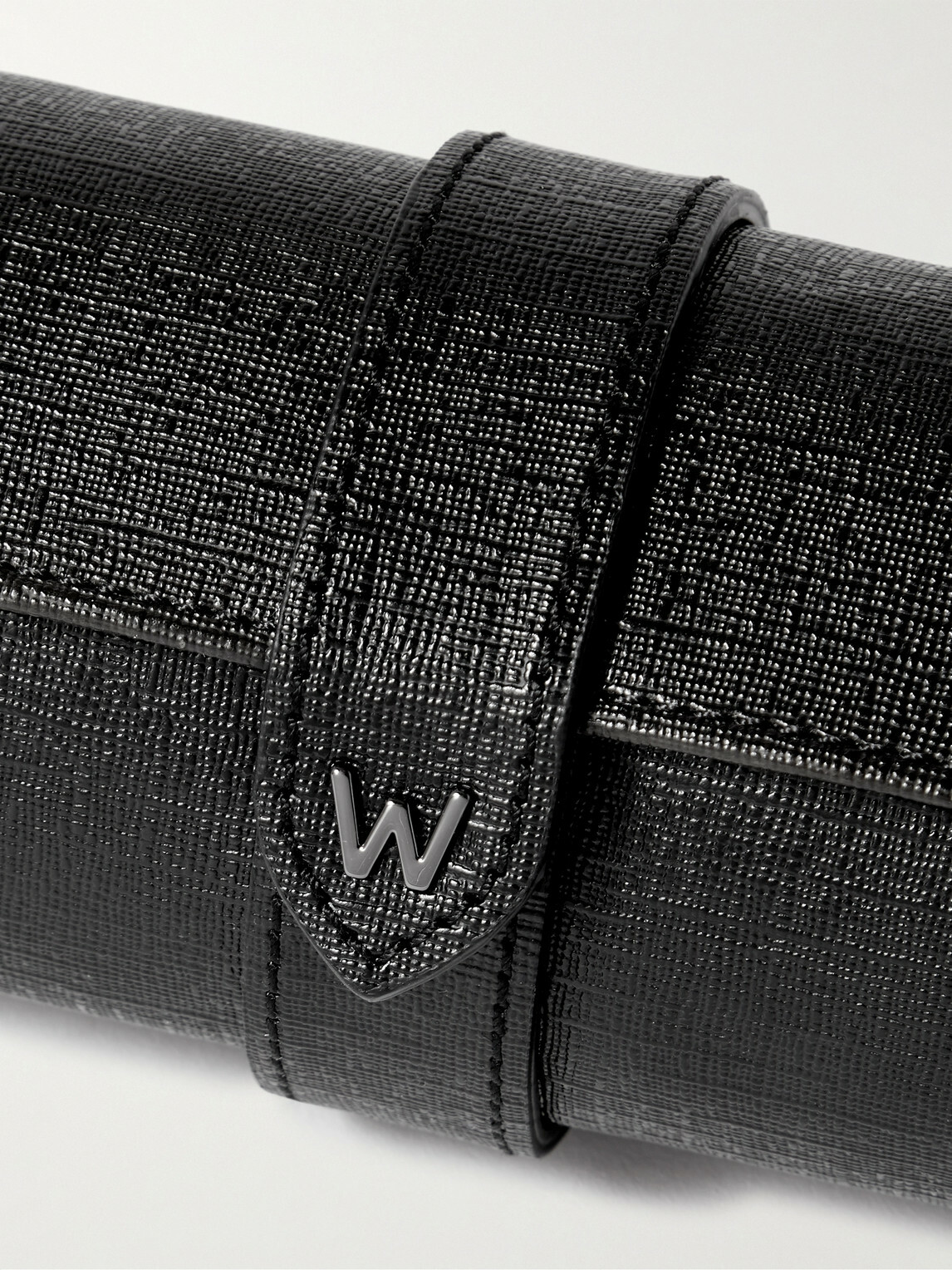 WOLF - Cross-Grain Glossed Vegan Leather Watch and Jewellery Roll