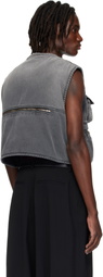LU'U DAN Gray Wadded Denim Cargo Vest