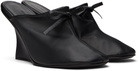 MARIE ADAM-LEENAERDT Black Bow Heeled Slipper Mules