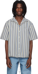 Marni Multicolor Striped Drawstring Hem Cotton Shirt