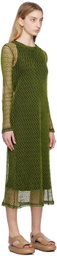 Song for the Mute Green & Black Crewneck Midi Dress