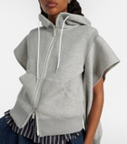 Sacai Cutout cotton-blend fleece hoodie