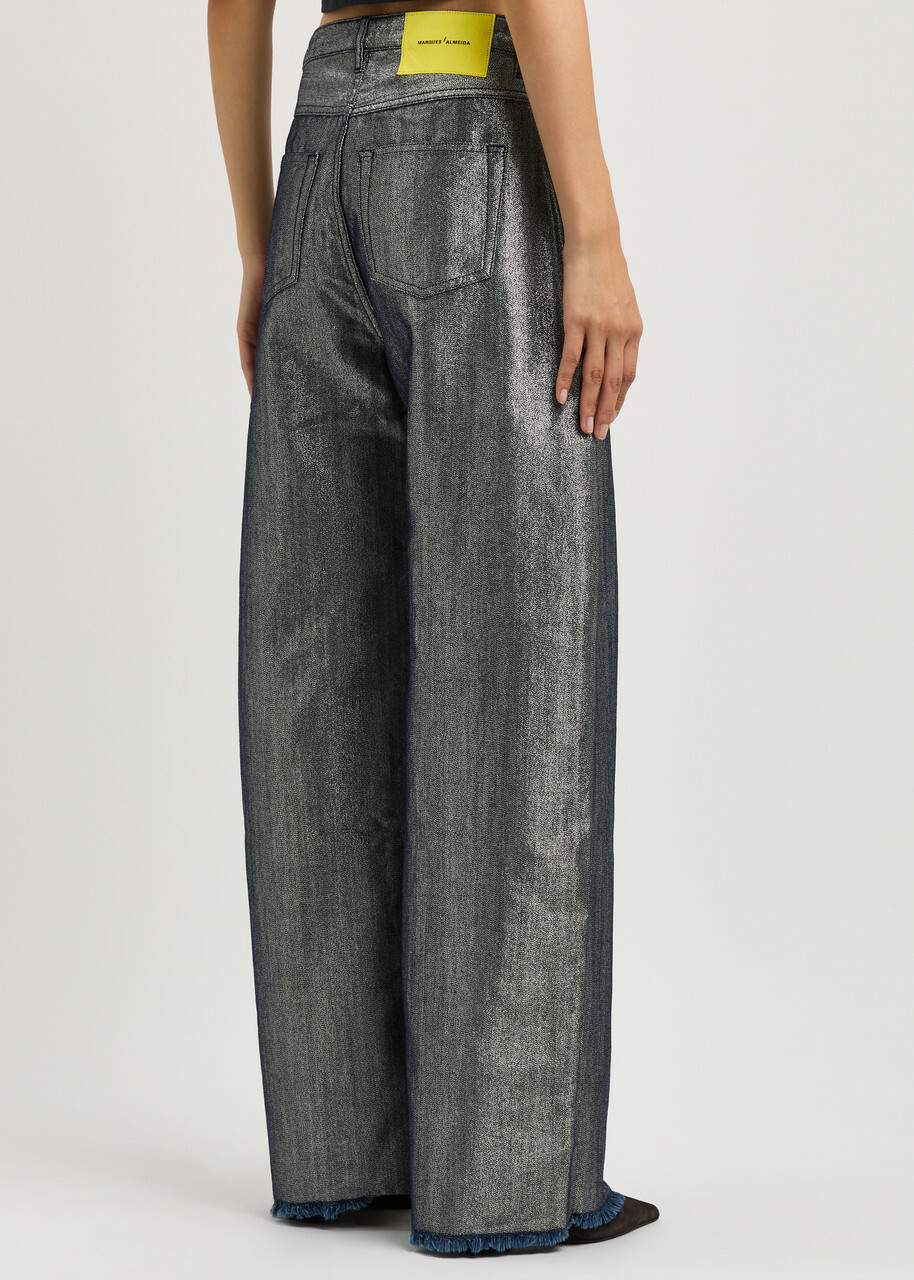 Marques' Almeida Metallic Wide-leg Jeans Silver