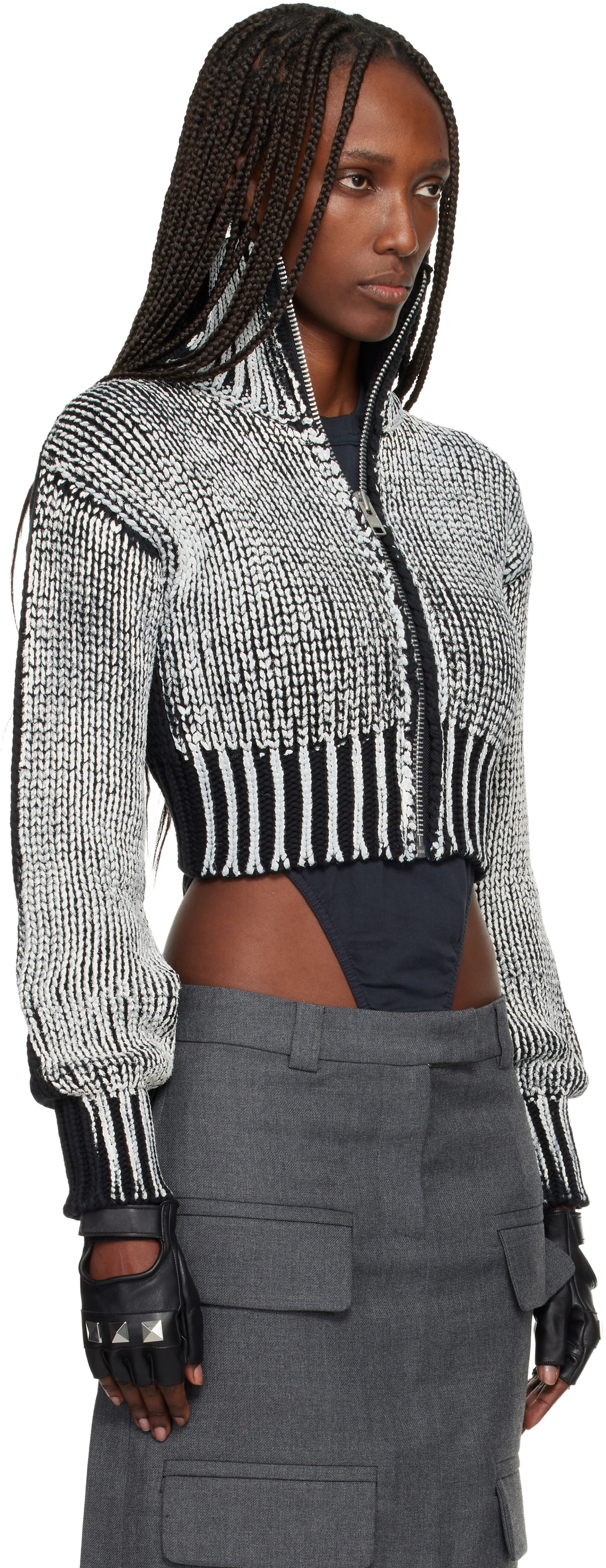 VAQUERA Black & White Zipper Cardigan