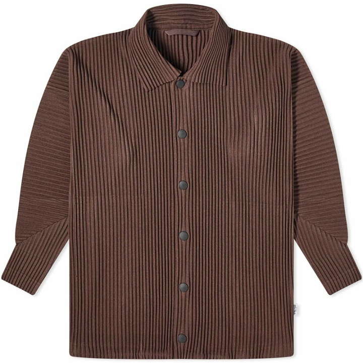Photo: Homme Plissé Issey Miyake Men's Pleated Overshirt in Brown