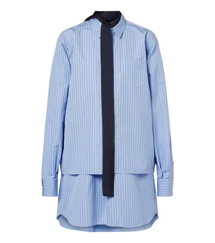 Photo: Sacai Layered striped cotton-blend poplin shirt